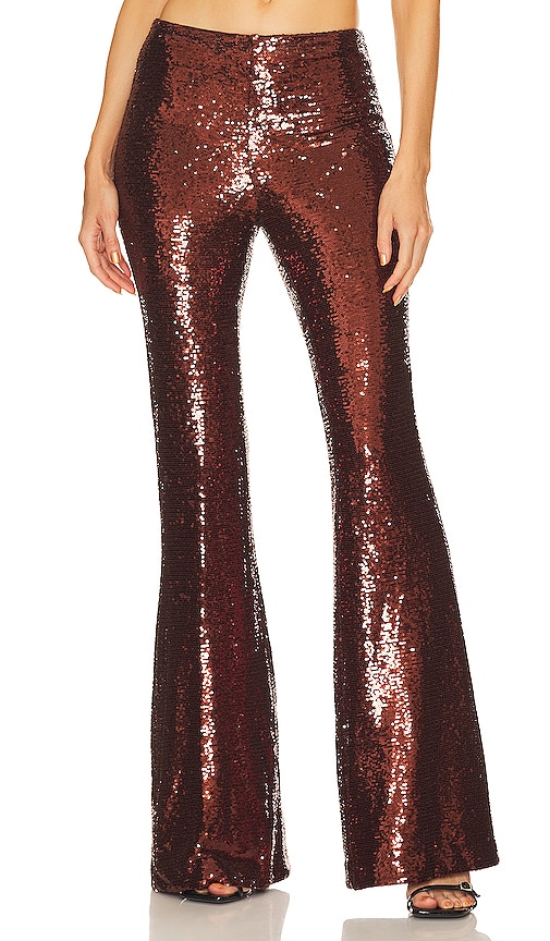 Shop L Agence Honor Flared Pant In Metallic Bronze