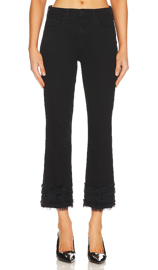 L'AGENCE Tati Cropped With Feathers in Saturated Black