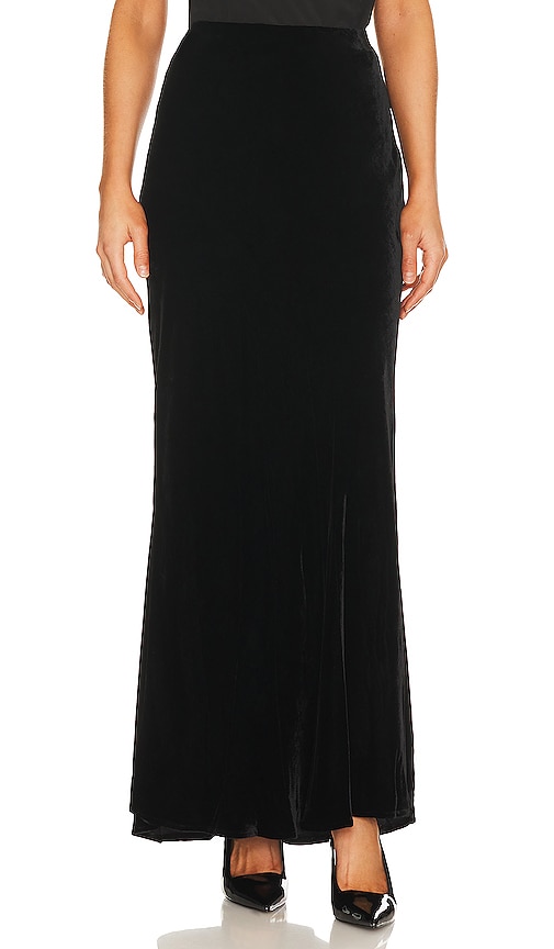 L Agence Zeta Long Velvet Skirt In Black