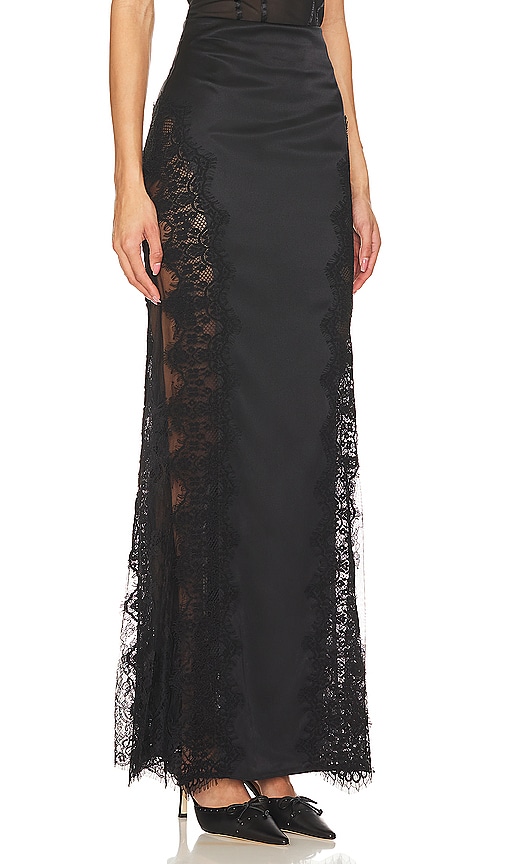 Shop L Agence Minka Long Lace Panel Skirt In 黑色