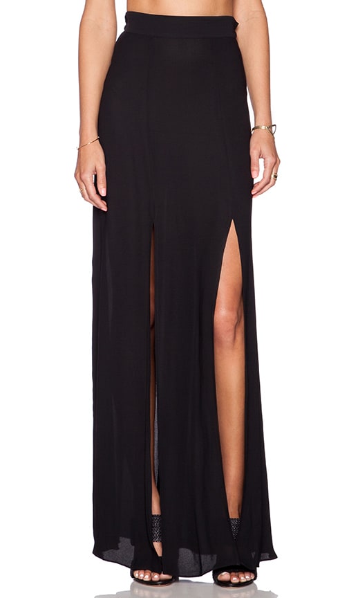 long black skirt with slits