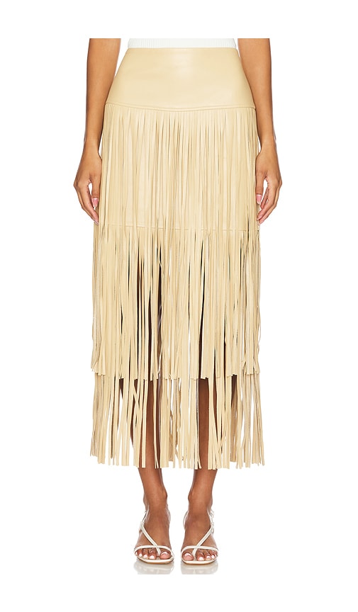 L'AGENCE Karolina Fringe Skirt in Croissant