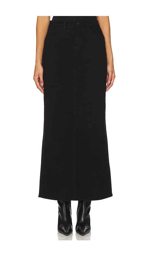 L Agence Miriam Denim Maxi Skirt In Saturated Black