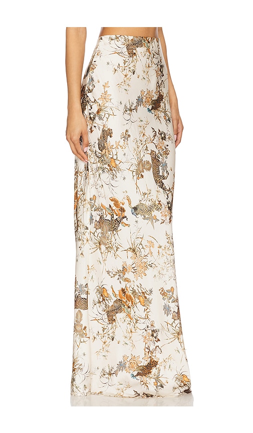 L Agence Zeta Maxi Skirt In Cream,brown