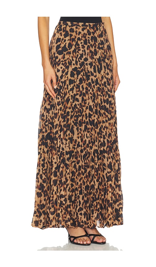 L'agence Torin Leopard Pleated Maxi Skirt In Multi