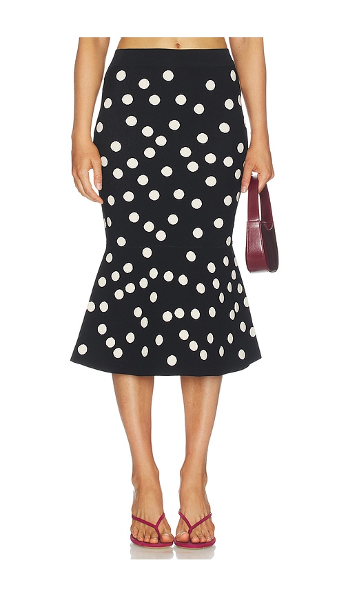 L'agence Mae Polka Dot Flare Skirt In Animal Print