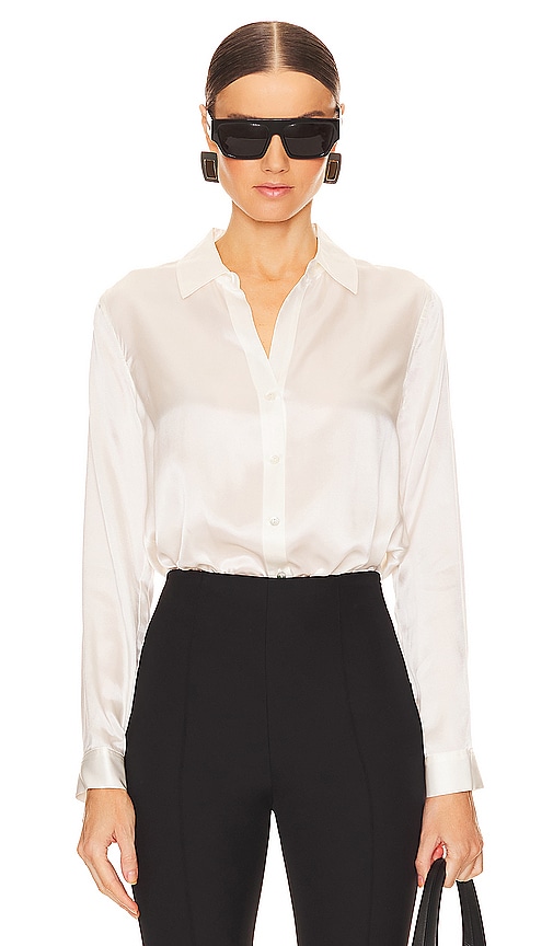 L Agence Tyler Long Sleeve Blouse In Ivory