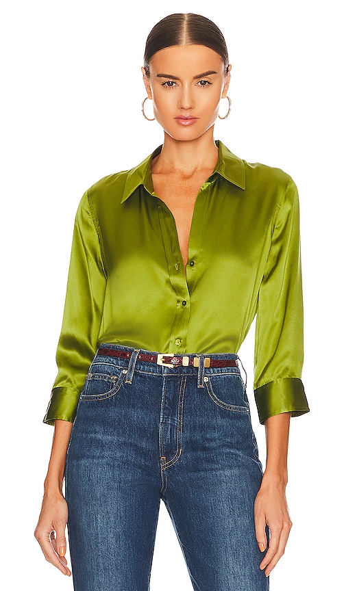 L'AGENCE Dani Blouse in English Ivy | REVOLVE