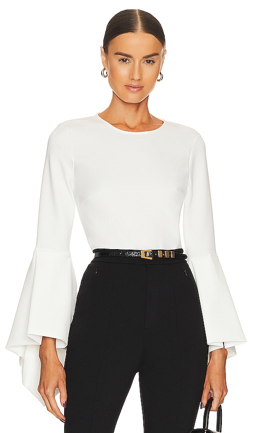 L'AGENCE Chase Ruffle Sleeve Top in Ivory