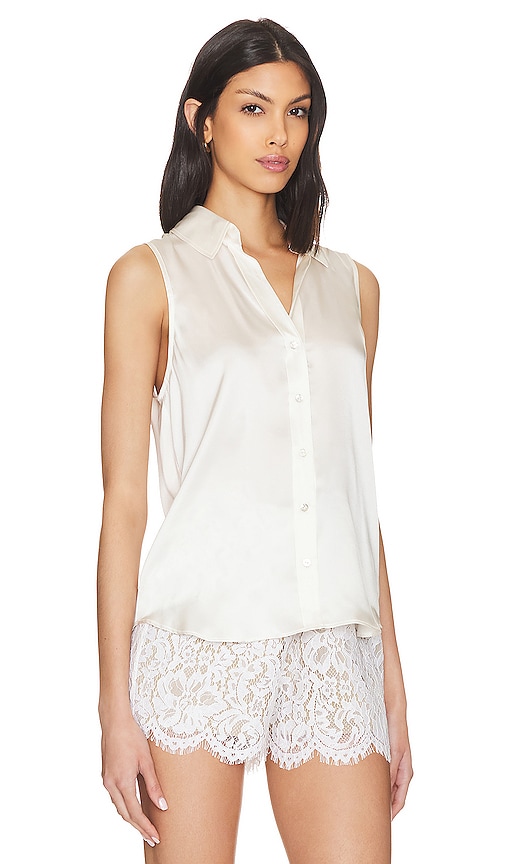 Shop L Agence Emmy Sleeveless Blouse In Ivory