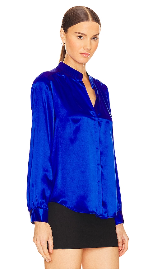 Shop L Agence Bianca Collar Blouse In Blue