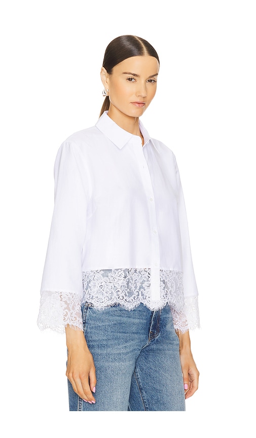 Shop L Agence Levo Lace Trim Cropped Shirt In White