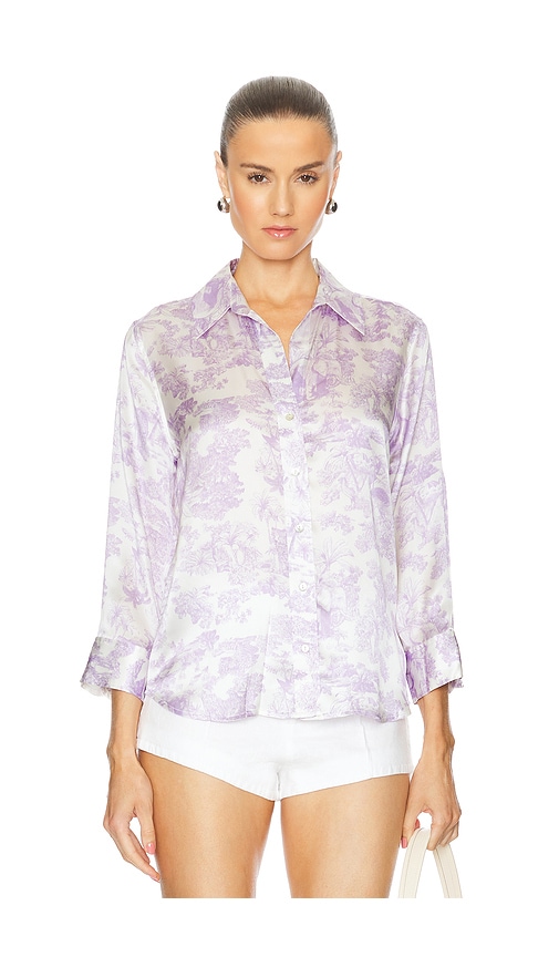 Shop L Agence Dani 3/4 Sleeve Blouse In Lavender