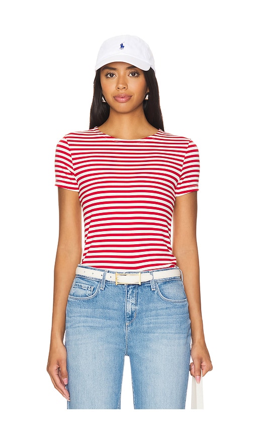 Shop L Agence Ressi Crew Neck Short Sleeve Stripe In Red