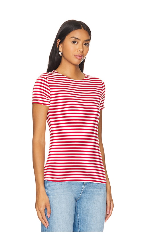 Shop L Agence Ressi Crew Neck Short Sleeve Stripe In Red