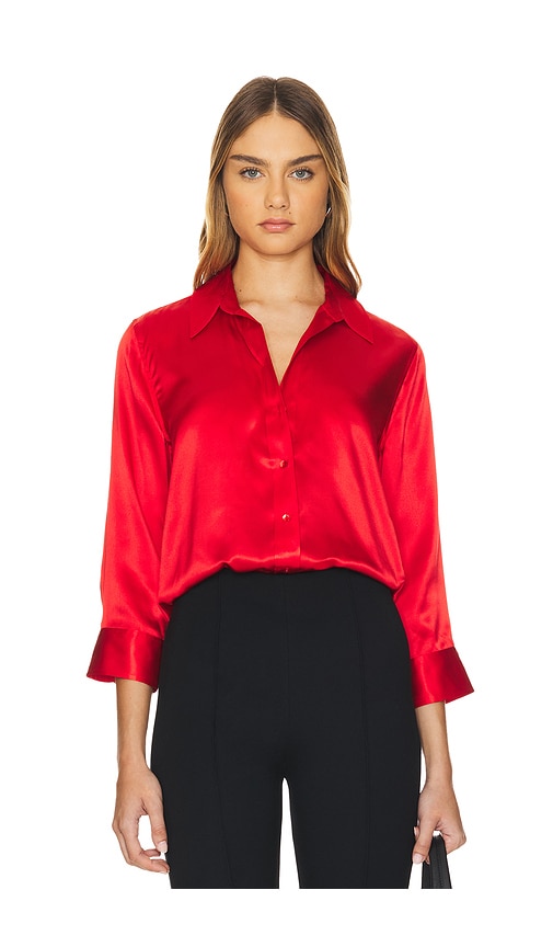 Shop L Agence Dani 3/4 Sleeve Blouse In Red