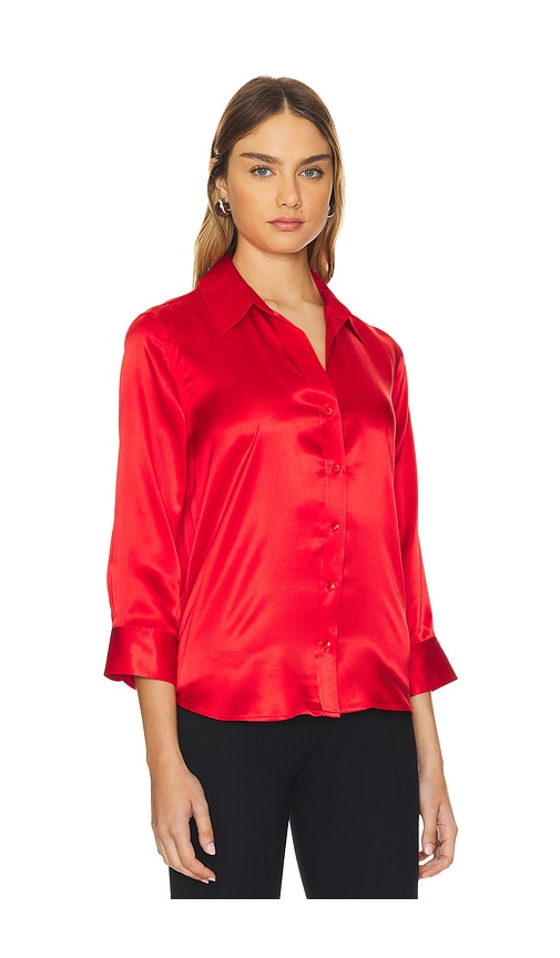 Shop L Agence Dani 3/4 Sleeve Blouse In Red