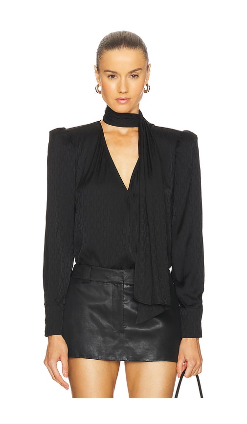 Shop L Agence Cambria Tie Neck Blouse In Black