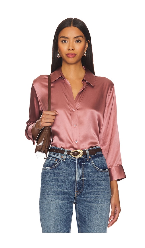 Shop L Agence Dani 3/4 Sleeve Blouse In Mauve Rose