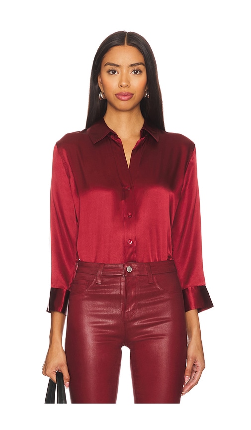 Shop L Agence Dani 3/4 Sleeve Blouse In Syrah