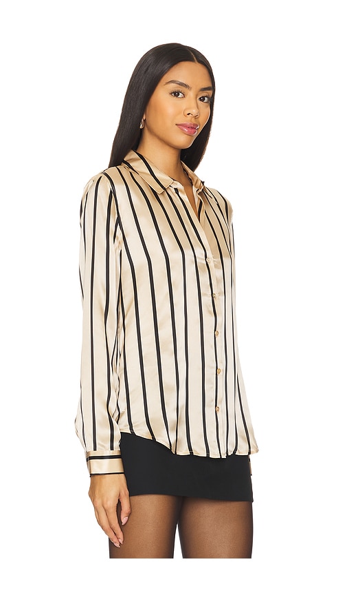 Shop L Agence Tyler Long Sleeve Blouse In Navy,acid