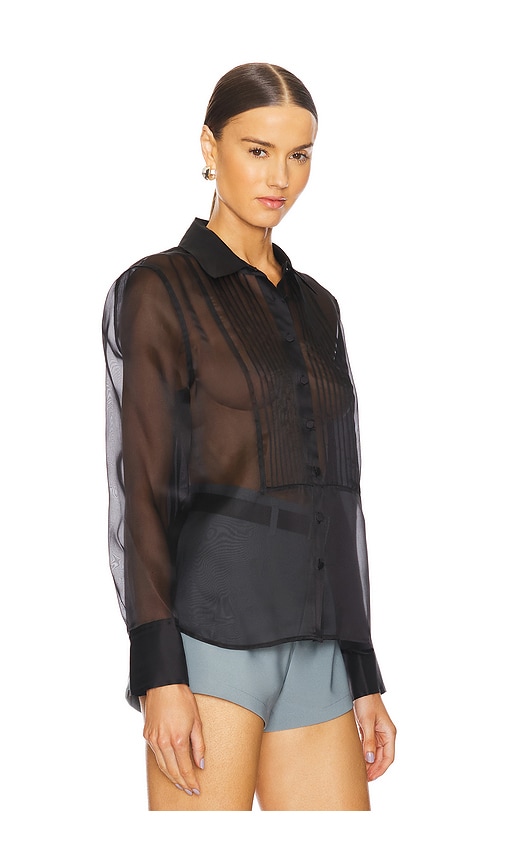 Shop L Agence Divya Pintuck Tux Shirt In Black