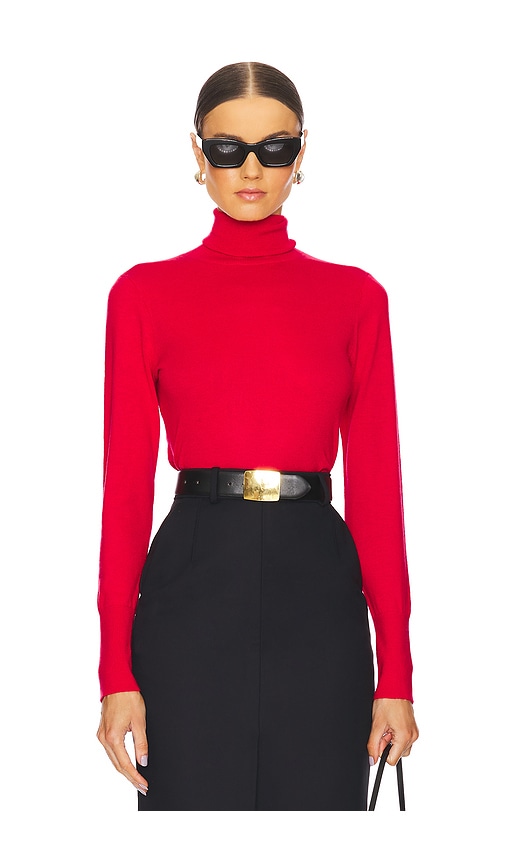 Shop L Agence Flora Turtleneck Top In Red