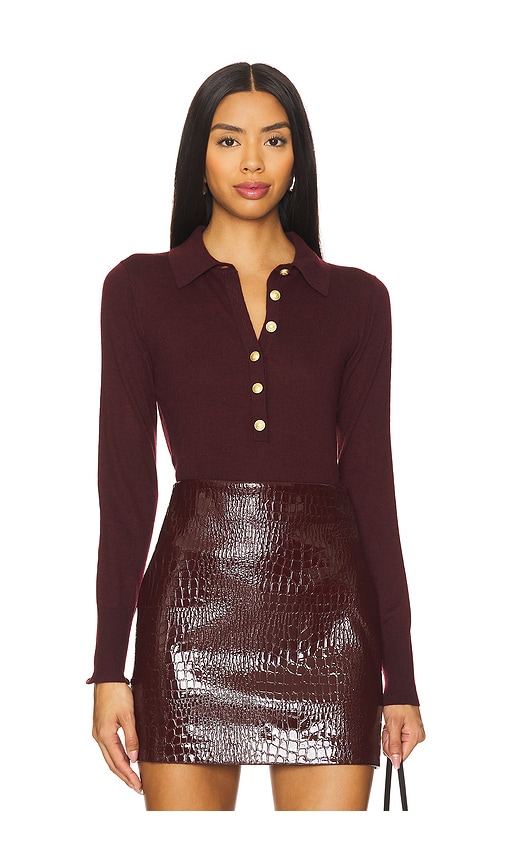 L'AGENCE Sterling Collared Top in Dark Syrah Gold REVOLVE