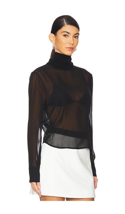 L Agence Toulon Silk Chiffon Turtleneck In Black
