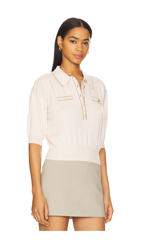 L Agence Masaki Short Sleeve Collared Sweater In Pink