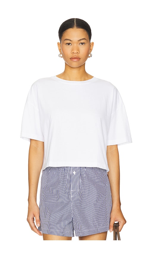 Daria Oversized Crop Tee in White. - size XS (also in L, S, XXS)