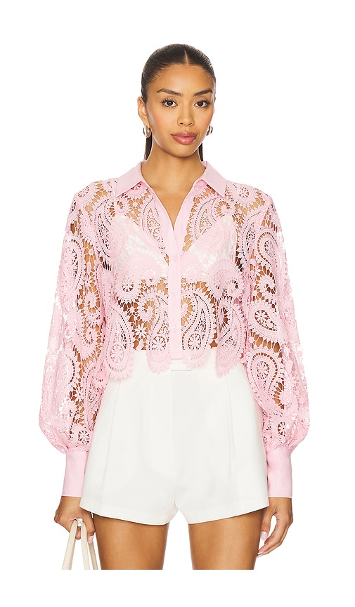 Odelia Crop Button Down Top in Blush. - size XS (also in L, M, S)