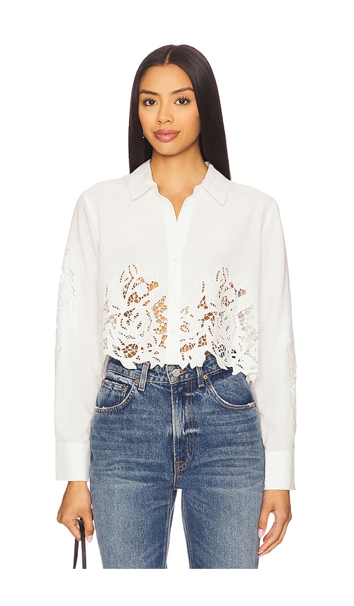 Seychelle Cropped Buttondown Top in White. - size XXS (also in L, M, S, XL, XS, XXL)