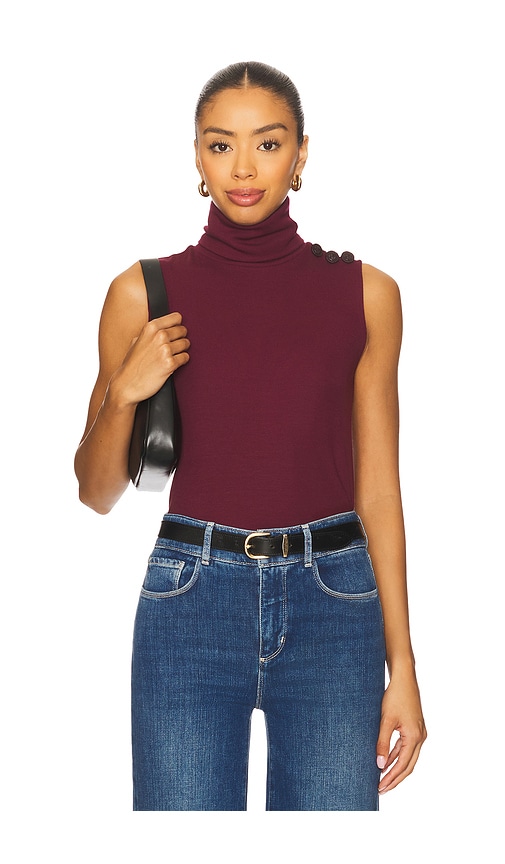 L Agence Ceci Sleeveless Turtleneck Top In Brown