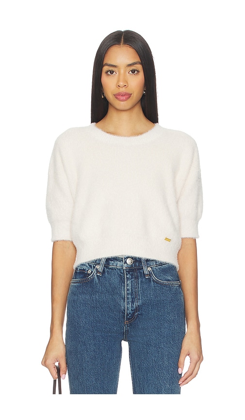 L'agence Guinevere Short Sleeve Crop Crew Top In White