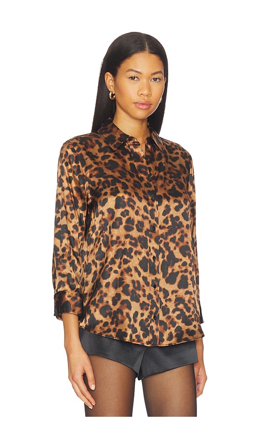 L'agence Dani 3/4 Sleeve Blouse In Brown