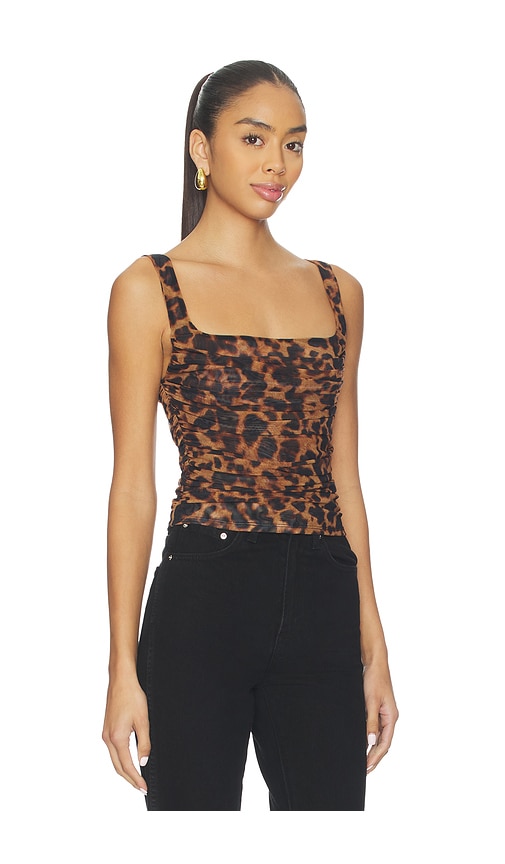 L'agence Rasha Shirred Mesh Tank In Brown