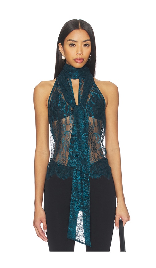 LAGENCE Reece Tie Neck Sleeveless Blouse en Teal Taille S Also en XXS XS M L 212 €