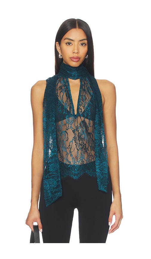  L'agence Blusa Sin Mangas Con Lazo En El Cuello Reece En Color Azul Cerceta Talla M  (también En S, Xs, Xxs). 