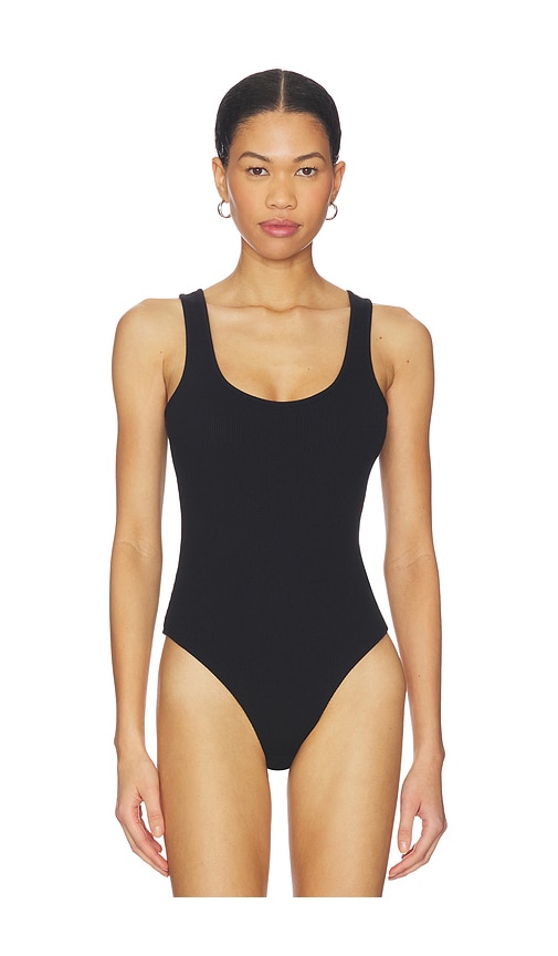 L'agence Nica Scoop-neck Tank Bodysuit In Black