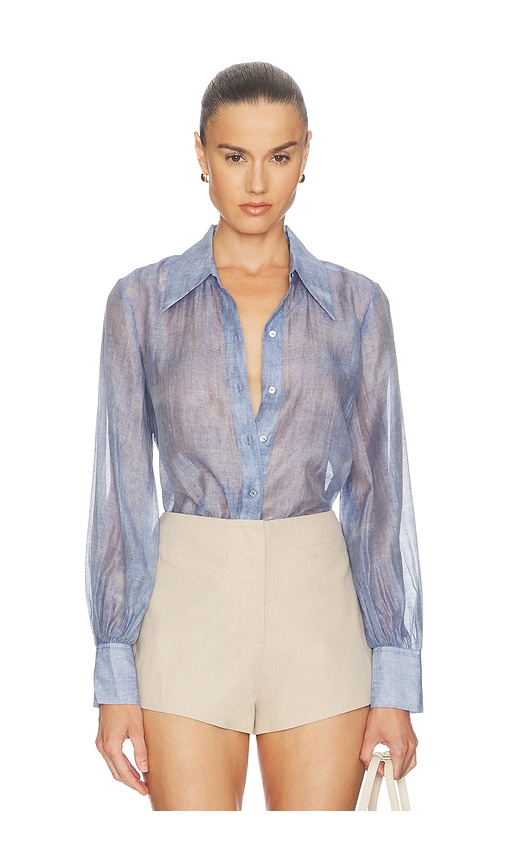 LAGENCE Jayleen Button Down Blouse en Blue Taille L Also en 472 €