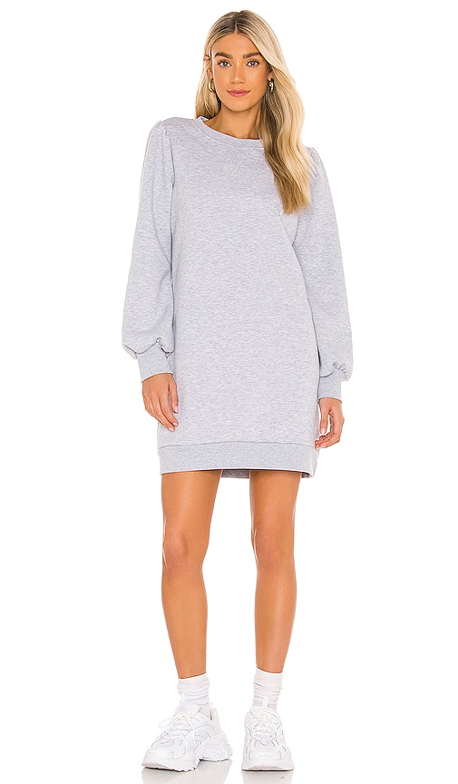 LA Made Just Landed Pullover Sweatshirt Dress in Heather Grey | REVOLVE