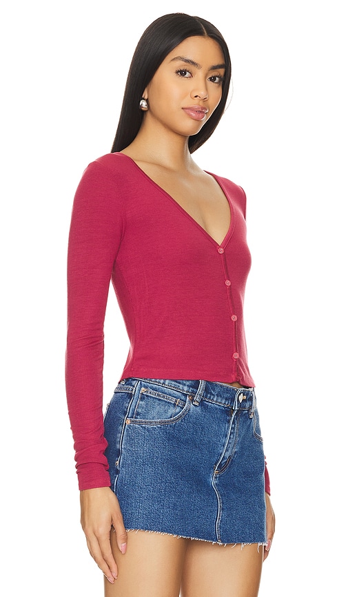 Shop La Made Sweet V Cardigan In Colgate Maroon