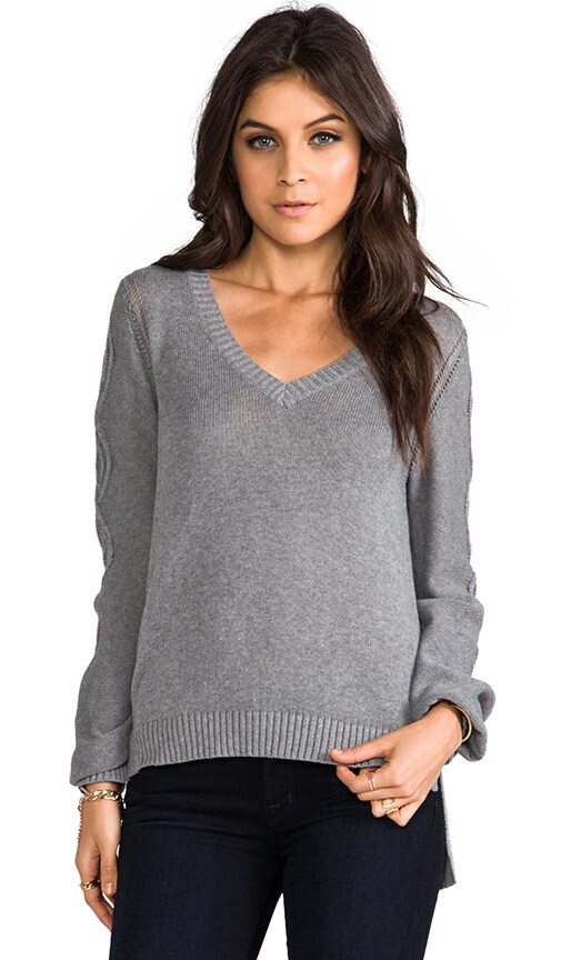 Cable V Neck Hi Lo Sweater