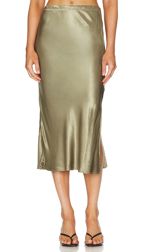 Shop La Made Doris Slip Skirt In Sage Leaf