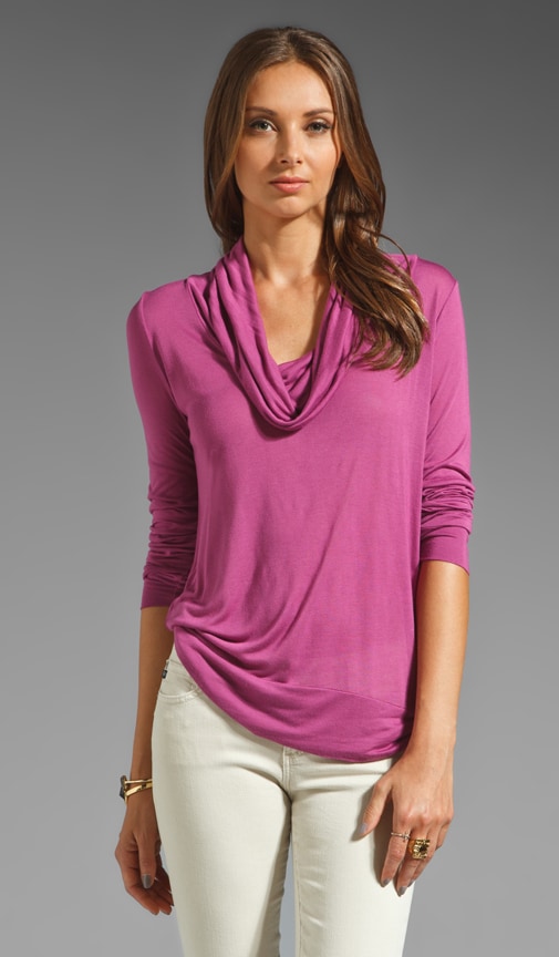 Micromodal Draped Collar Long Sleeve