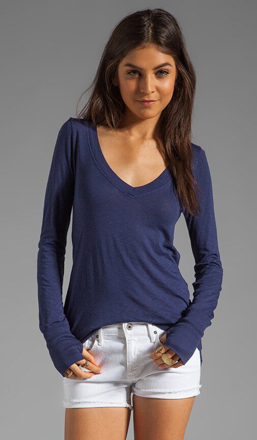 Slub Jersey Long Sleeve V Top