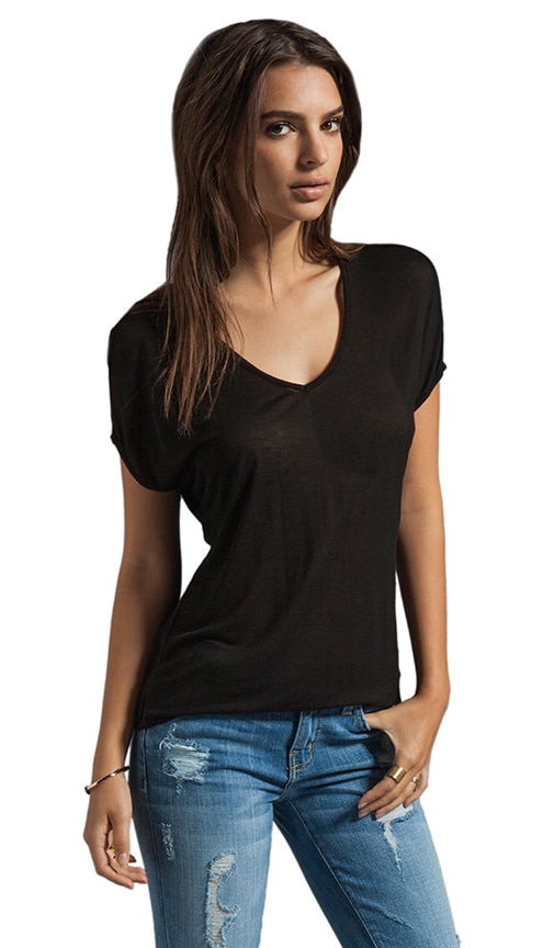 Viscose Jersey Double V Slouch Tee