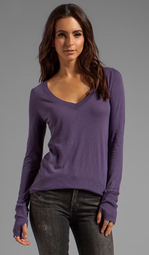 Slub Jersey Long Sleeve V-Neck