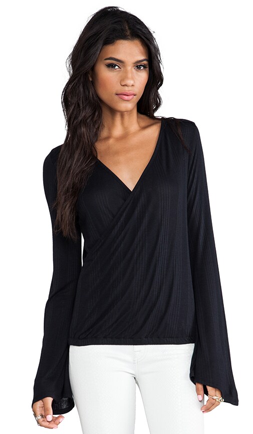 Bell Sleeve Wrap Top with Lace